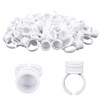 image:imageG2PLUS Glue Rings for Eyelash Extensions 100pcs Disposable Lash Rings for Pigment Baby Pink Eyelash Glue Holder Makeup Plastic Glue Cup for Nail Art and TattooCream White