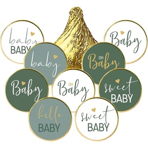 image:imageG2PLUS 210PCS Baby Shower Candy Stickers 075 inch Round Sage Green Baby Shower Stickers for Hershey Kisses Envelope Seals Invitations