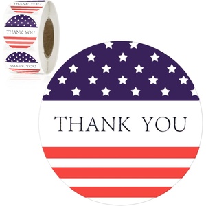 image:imageG2PLUS American Thank You Stickers 500PCS American Flag Stickers 1 inch Round Thank You Patriotic Gift Sticker Star American Flag Label Sticker Roll for Envelope Seals