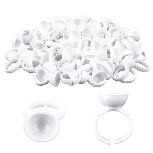 image:imageG2PLUS Glue Rings for Eyelash Extensions 100pcs Disposable Lash Rings for Pigment Baby Pink Eyelash Glue Holder Makeup Plastic Glue Cup for Nail Art and TattooWhite