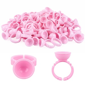 image:imageG2PLUS Glue Rings for Eyelash Extensions 100pcs Disposable Lash Rings for Pigment Baby Pink Eyelash Glue Holder Makeup Plastic Glue Cup for Nail Art and TattooPinK