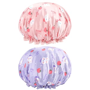image:imageG2PLUS Kids Shower Cap 2 Pack Cute Cartoon Bath Hat Reusable Double Layer Bathing Cap for Toddlers and Children Hair Washingbunny
