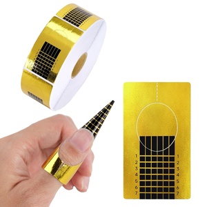 image:imageG2PLUS Nail Forms for Gel Builder 500PCS Nail Extension Forms Long Length Reusable Tip Shape Guide Stickers for DIY and Home Use Salon SuppliesGold