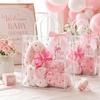 image:imageG2PLUS 24PCS Pink Bow Gift Bags with Handles Clear PVC Plastic Goodie Bag  79x79x28in Party Favor Bag with Bownot and Thank You Tags Reusable for Weddings Baby Showers Birthdays and GiftsPink