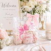 image:imageG2PLUS 24PCS Pink Bow Gift Bags with Handles Clear PVC Plastic Goodie Bag  79x79x28in Party Favor Bag with Bownot and Thank You Tags Reusable for Weddings Baby Showers Birthdays and GiftsPink