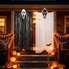 image:imageG2PLUS Halloween Foil Fringe Hanging Ghosts 2 Pack 33x66 FeetBlackWhite